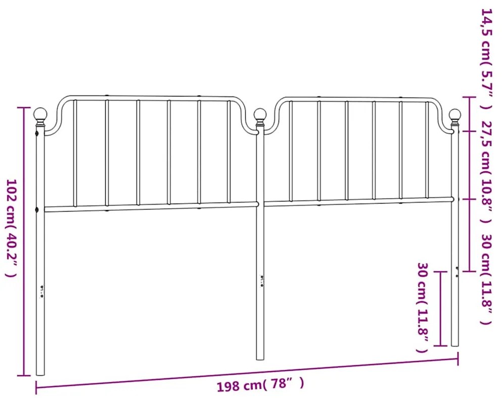 Cabeceira de cama 193 cm metal branco