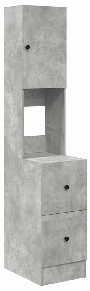 Armário de Cozinha Cinza Concreto 35x50x180 cm Madeira Ingenheirada