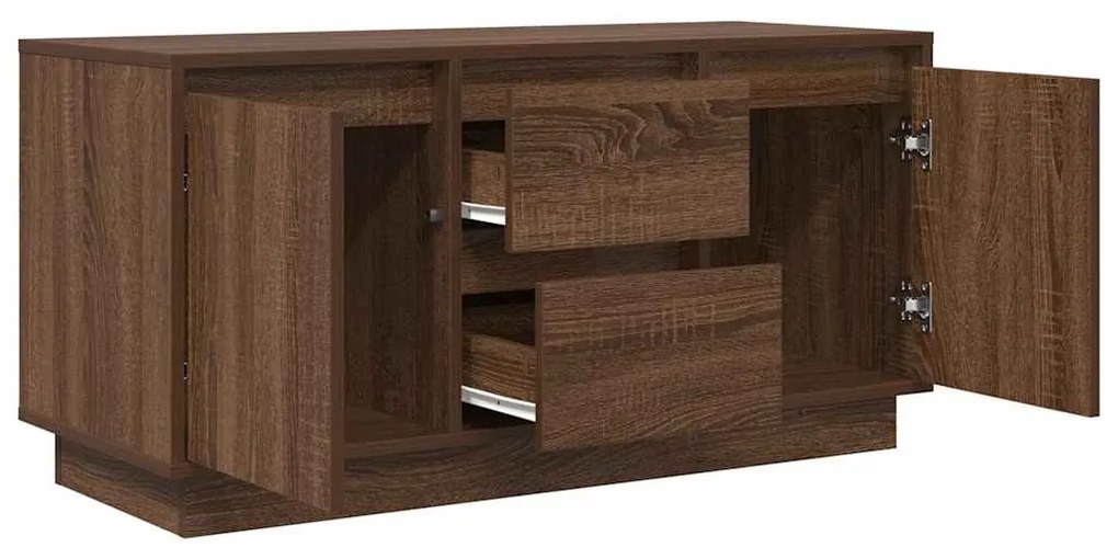 Móvel de TV com luzes LED 100x41x50 cm carvalho castanho