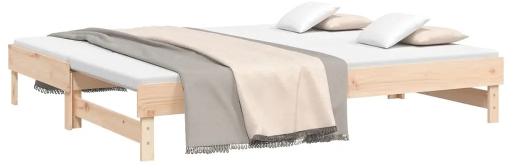 Sofá-cama de puxar 2x(80x200) cm madeira de pinho maciça