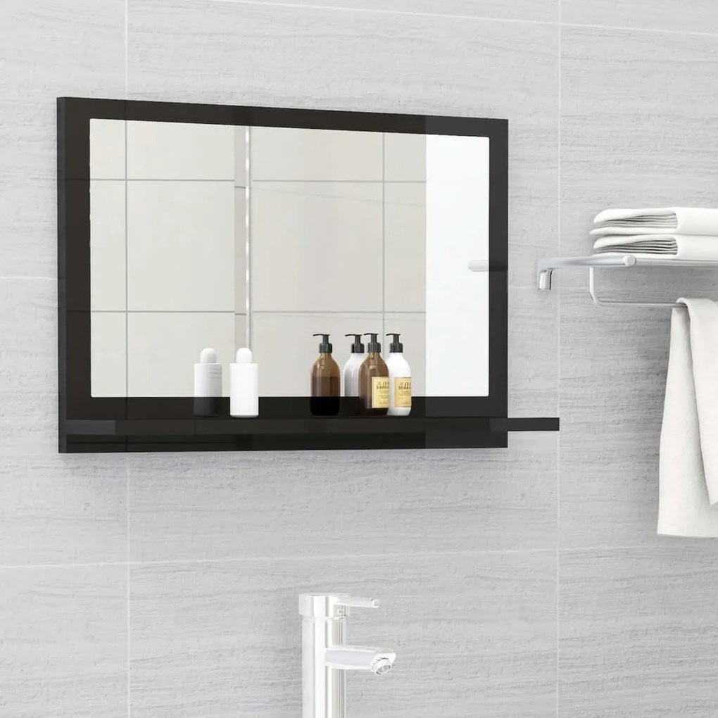 Espelho de casa de banho 60x10,5x37cm contrap. preto brilhante