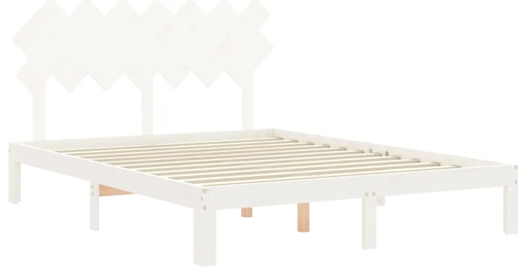 Cama sem colchão 140x200 cm madeira de pinho maciça branco