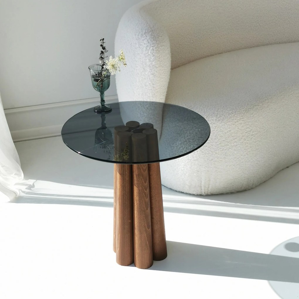 Mesa de Centro Thales – Nogueira e Cinzento Escuro – 50x50x50 cm