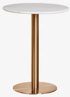 Mesa De Bar Redonda Em Pedra Natural Xiren Ø60 Cm & Mármore Nero Marquina - Branco Glacial - Sklum