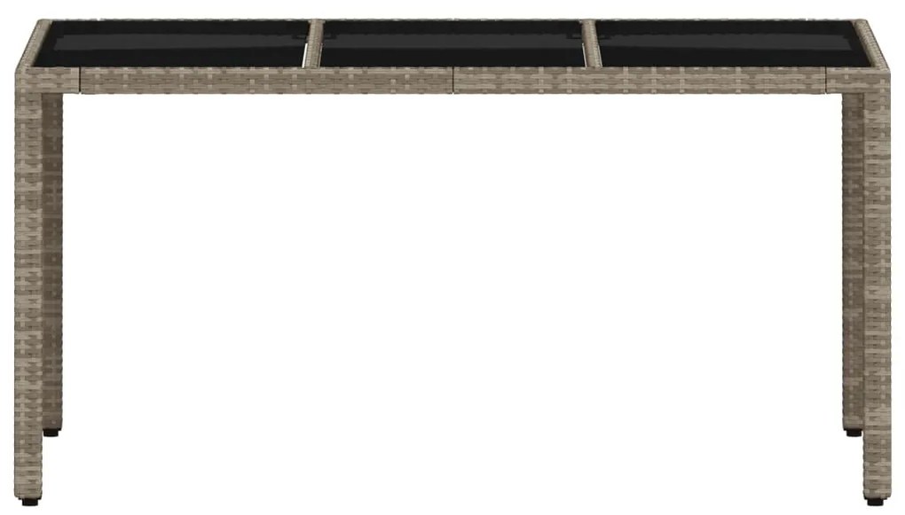 Mesa de jardim c/ tampo vidro 150x90x75 cm vime PE cinza-claro
