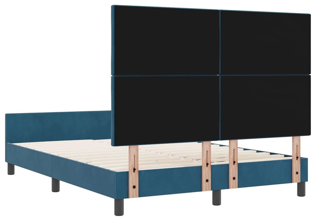 Cama vidaXL Azul Escuro 140x190 cm Veludo
