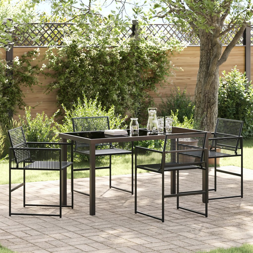 vidaXL Conjunto de Jantar de Jardim de 5 Peças Preto Vime Poli