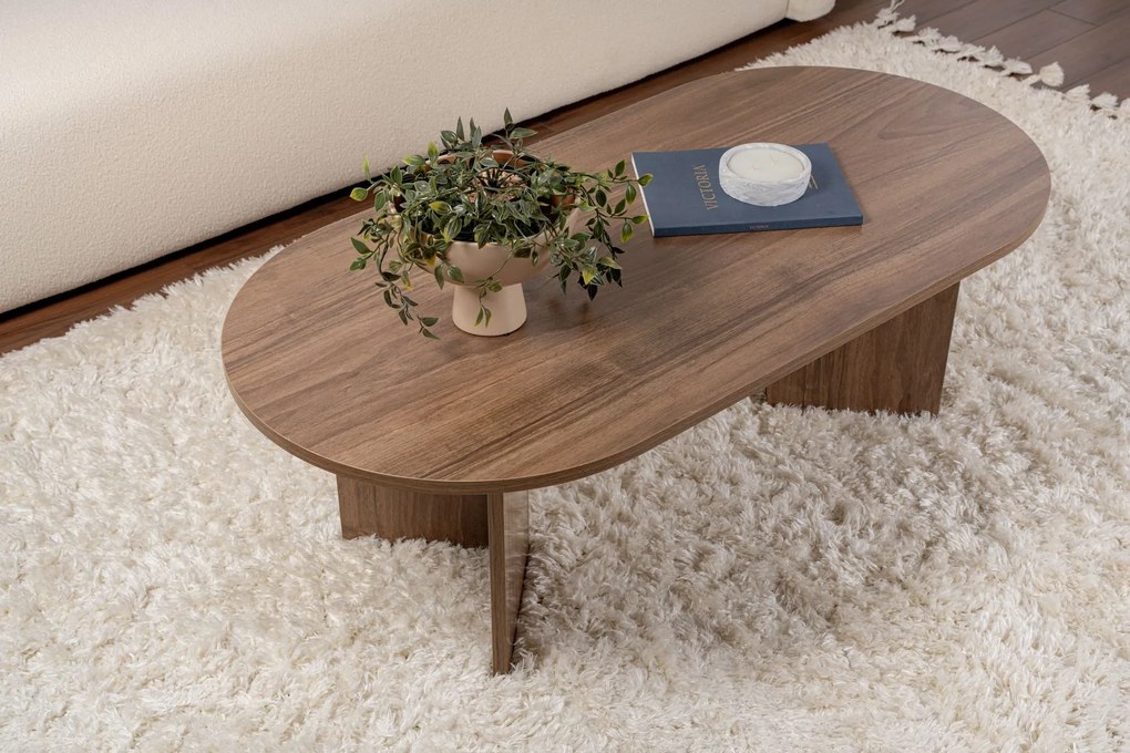 Mesa de Centro "Sable" – Nogueira, 105x65x40 cm, Design Acolhedor