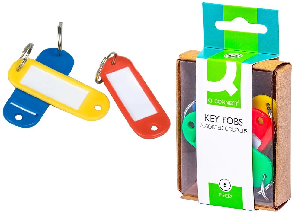 Chaveiro Porta-Etiquetas Q-Connect em Cores Sortidas Caixa com 6 Unidades