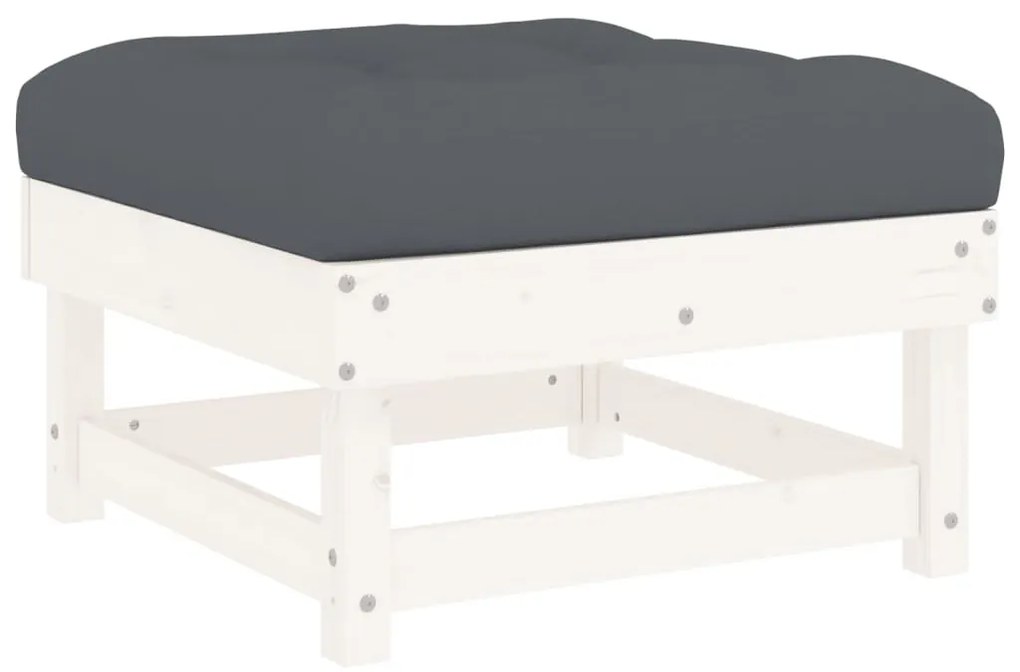 8pcs conjunto lounge jardim c/ almofadões madeira maciça branco