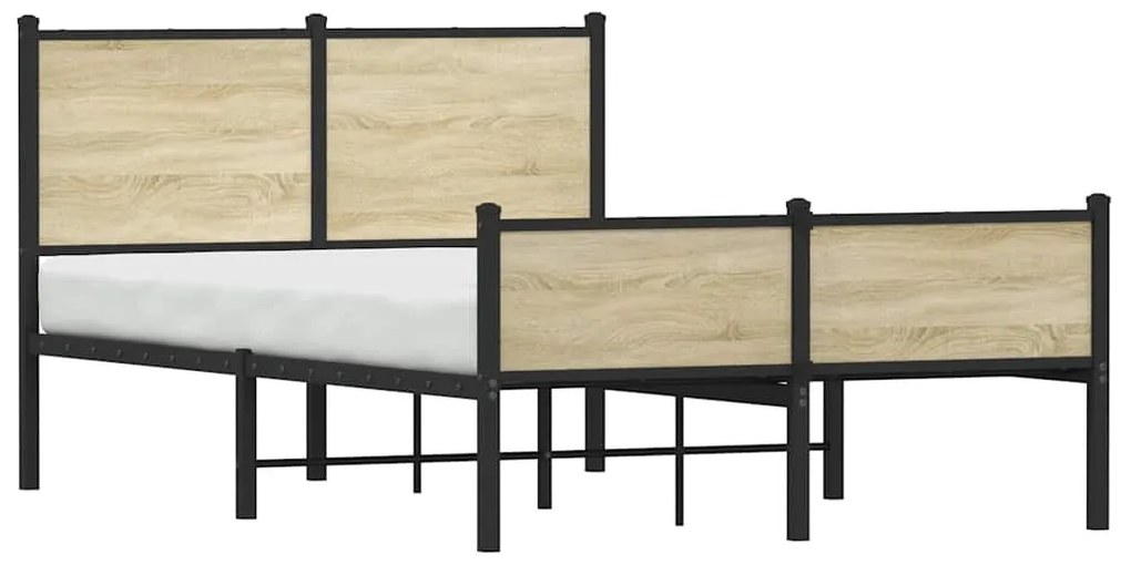 Estrutura de cama sem colchão 120x200 cm metal carvalho sonoma
