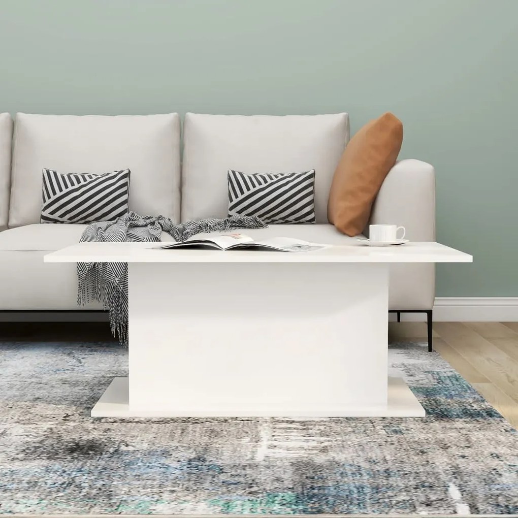 Mesa de centro derivados de madeira branco brilhante