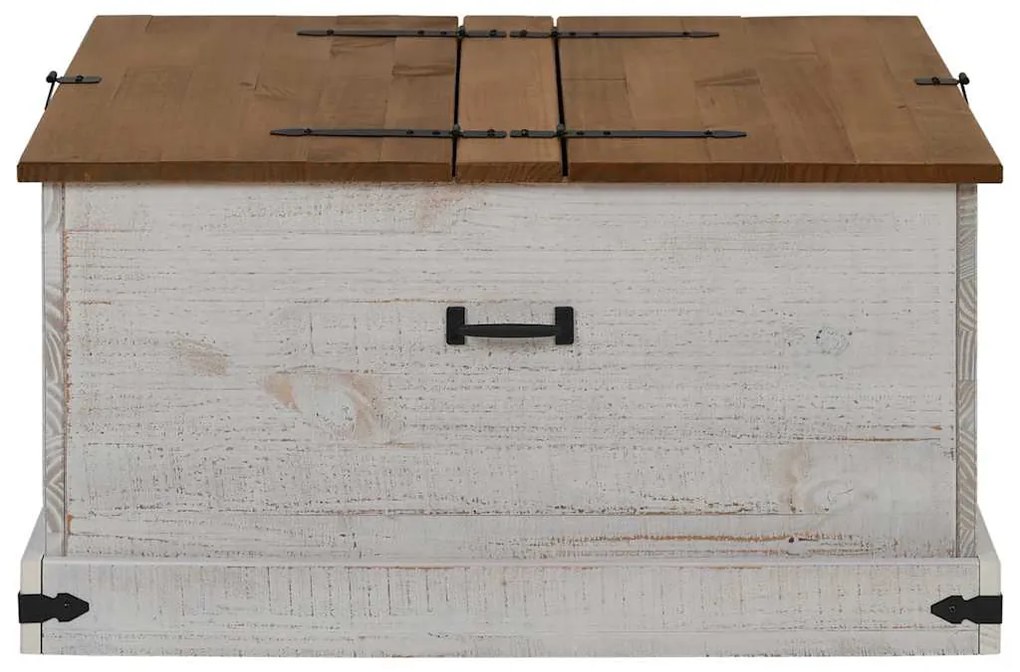 Caixa de arrumação HALDEN 91x91x47 cm pinho maciço branco