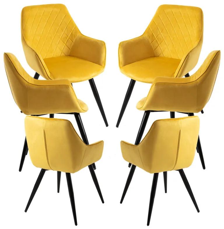 Pack 6 Cadeiras Kres Veludo - Amarelo
