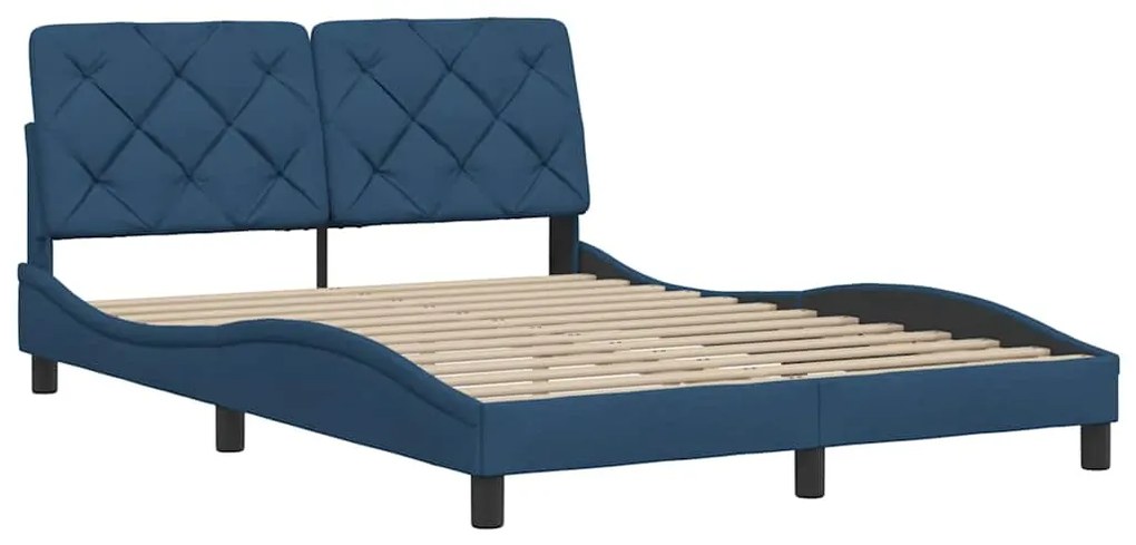 Estrutura de cama sem colchão 140x190 cm tecido azul