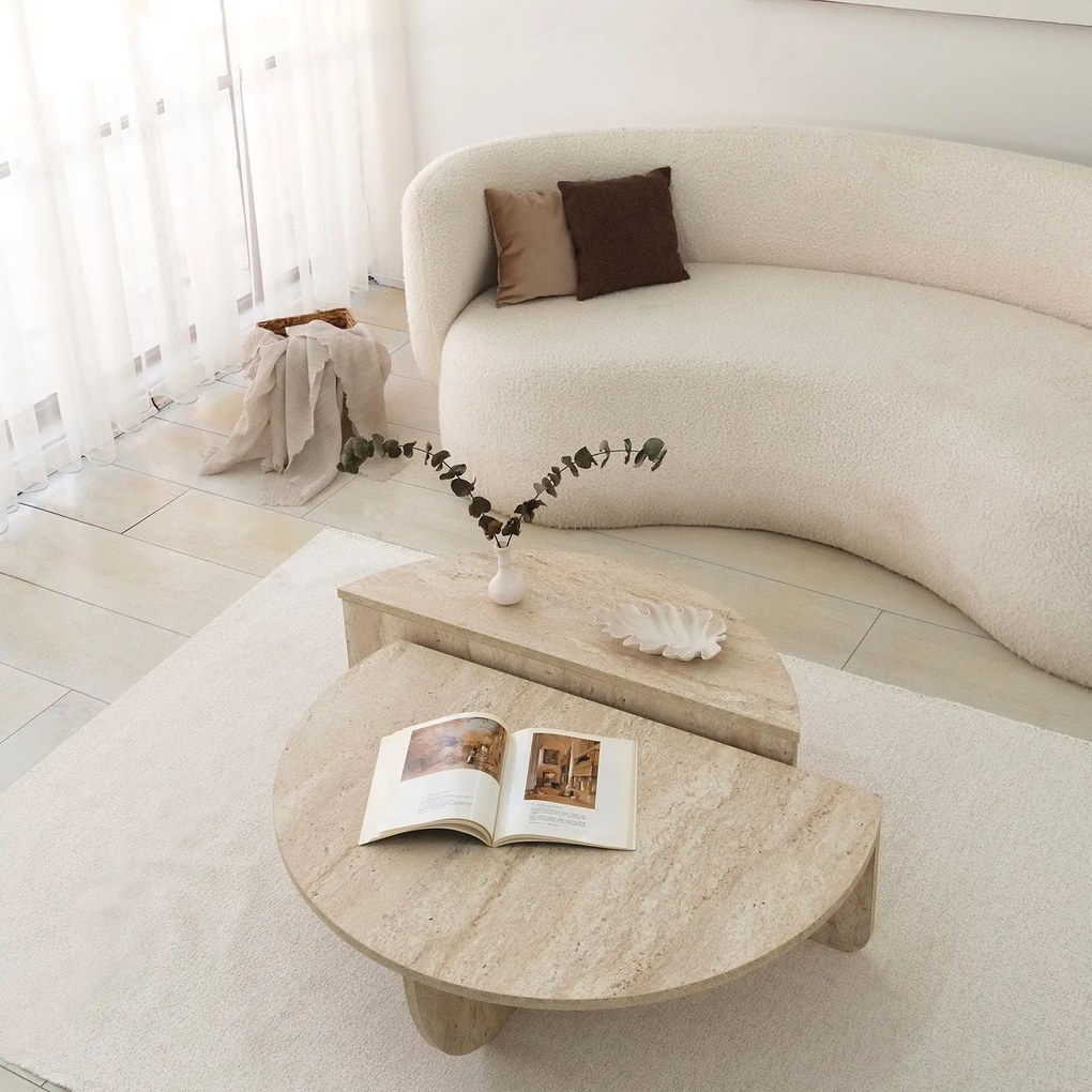 Mesa de Centro Podium – Travertino – Diâmetro 90 cm Altura 35 cm