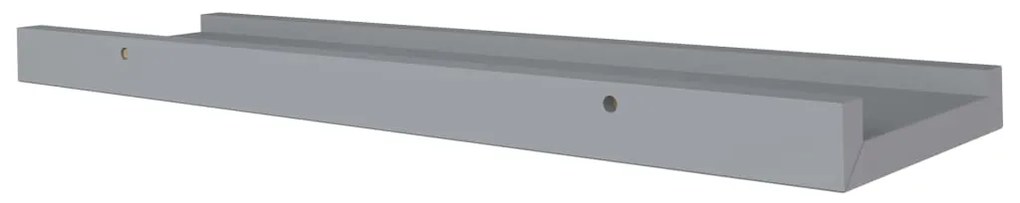 Unidade de prateleiras com rebordo 2 pcs 40x9x3 cm MDF cinzento