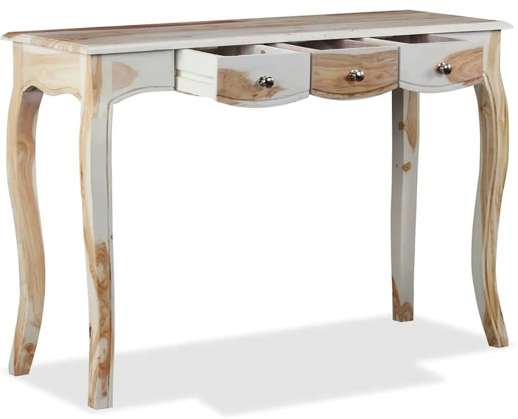 Mesa consola c/ 3 gavetas 110x40x76 cm madeira acácia maciça