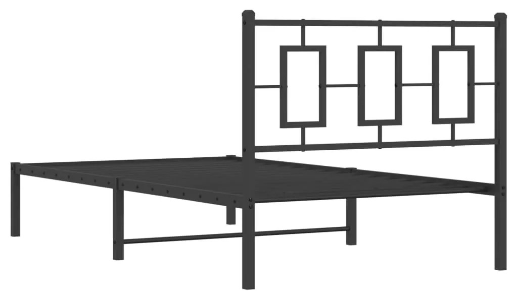 Estrutura de cama com cabeceira 100x200 cm metal preto