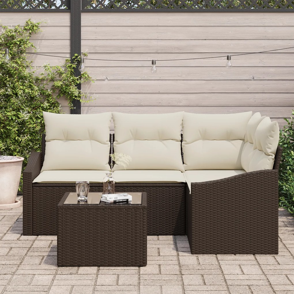 Conjunto de Jantar de Jardim de 4 Peças com Almofadas Cinza em Ratan S