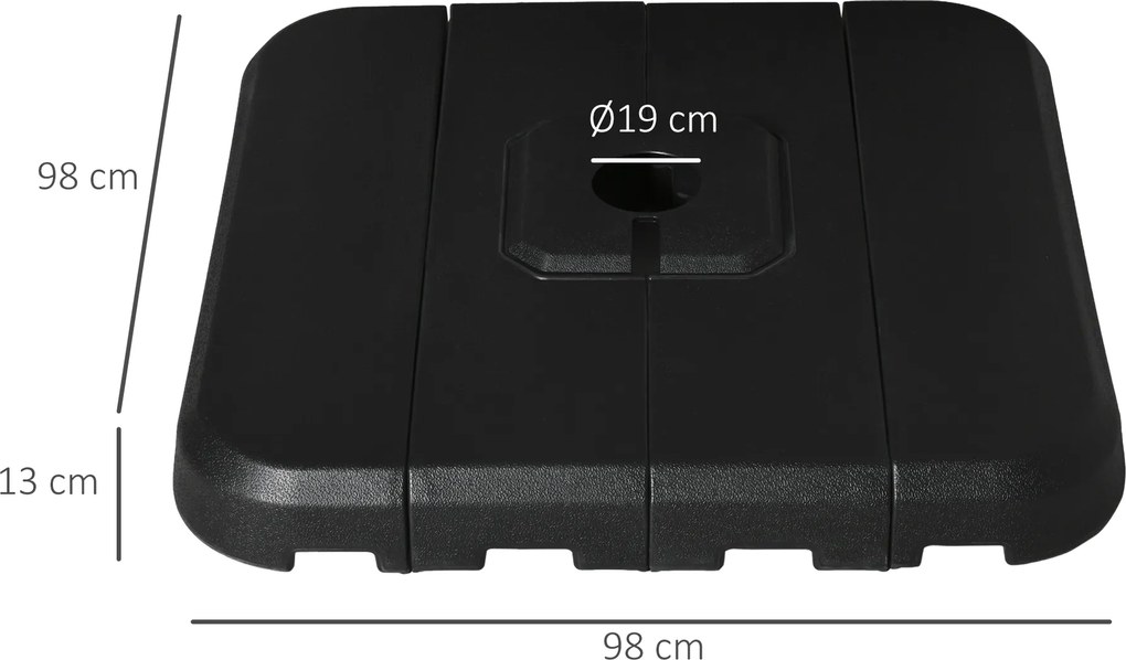 Conjunto de 4 pés de guarda-sol com peso para suportes de guarda-sol (NÃO INCLUÍDO), base de lastro para guarda-sol, com enchimento de água ou areia a