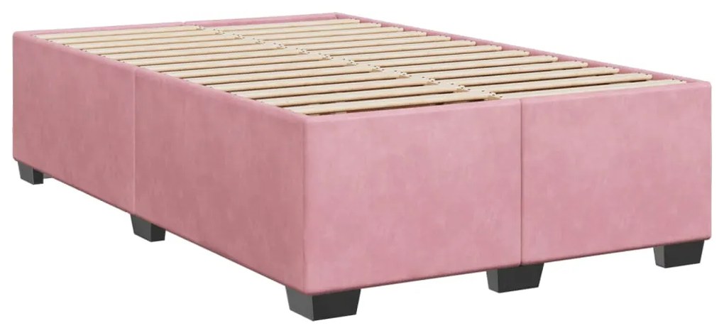 Estrutura de cama com colchão 120x190 cm veludo rosa