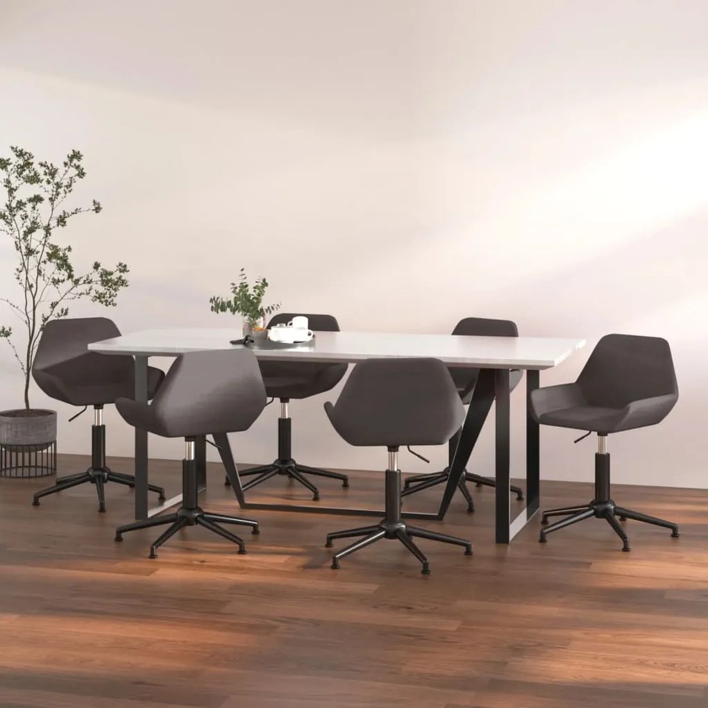 vidaXL Cadeiras de jantar giratórias 6 pcs veludo cinzento-escuro