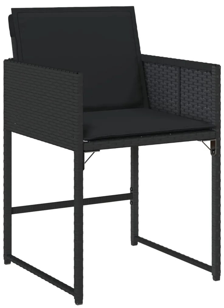 9 pcs conjunto de jantar p/ jardim c/ almofadões vime PE preto