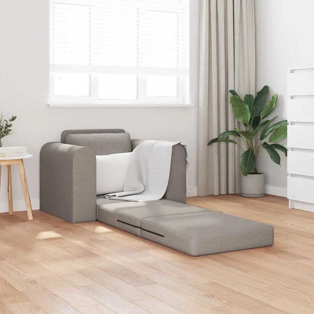 Sofá Cama de Piso 2-em-1 Taupe 98x71x83 cm Tecido