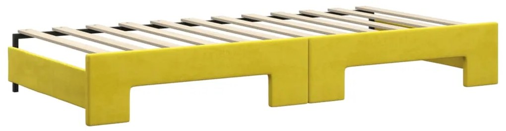 Sofá-cama com gavetão 90x200 cm veludo amarelo