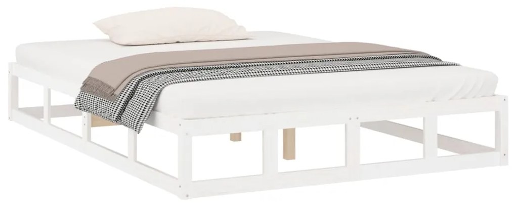 Estrutura de cama casal 135x190 cm madeira maciça branco