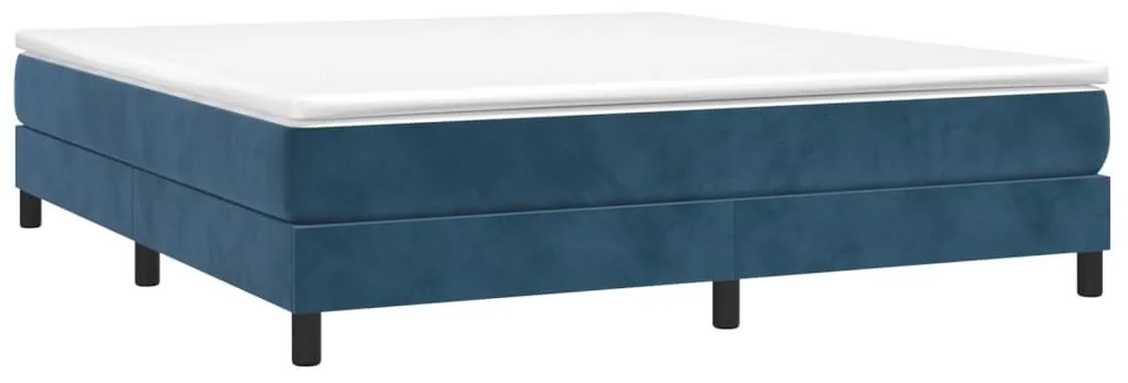 Estrutura de cama 160x200 cm veludo azul-escuro