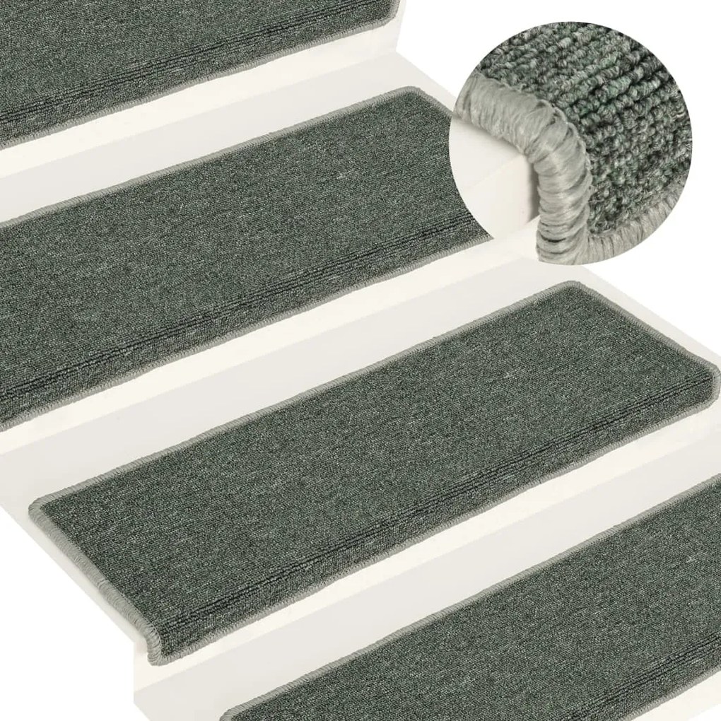 Tapete/carpete para degraus 15 pcs 65x21x4 cm verde