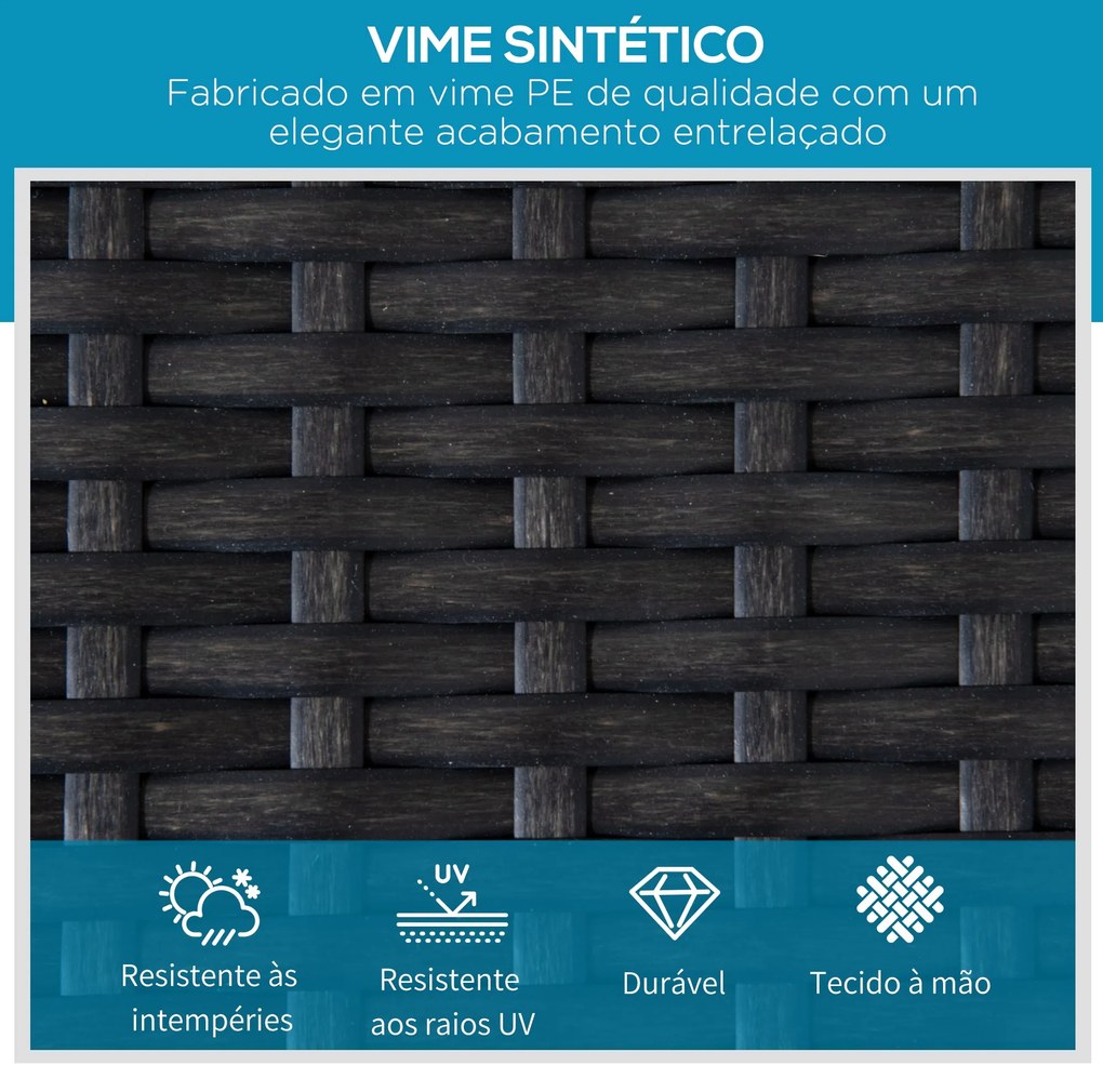 Espreguiçadeira de Vime Chaise Longue de Jardim com Encosto Ajustável