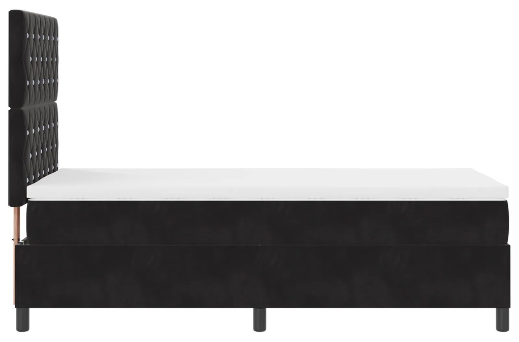 Camas Box Spring vidaXL com Colchão Preto 90x200 cm Veludo