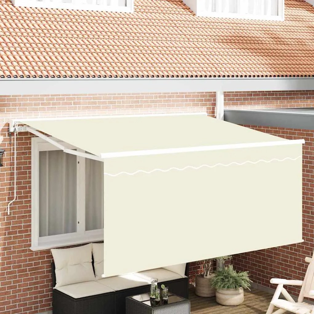 vidaXL Toldo Retrátil Creme 300 x 200 cm Poliéster e Alumínio