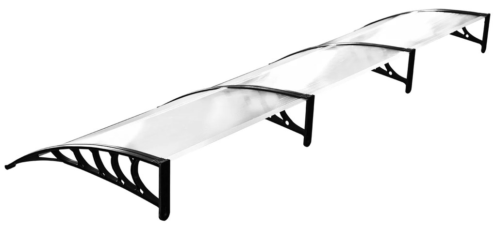 Outsunny Cobertura telhado para portas janelas toldo Terraços de policarbonato de 5mm Transparente Proteção contra chuva e sol 90x295x25cm