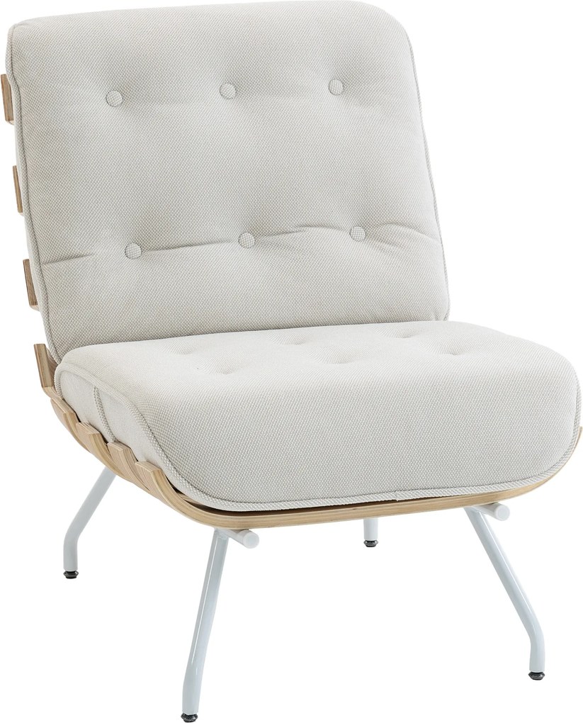 HOMCOM Poltrona de Sala Estofada em Linho com Assento Acolchoado Suporte com Estrutura de Aço 62,5x94x81 cm Creme | Aosom Portugal