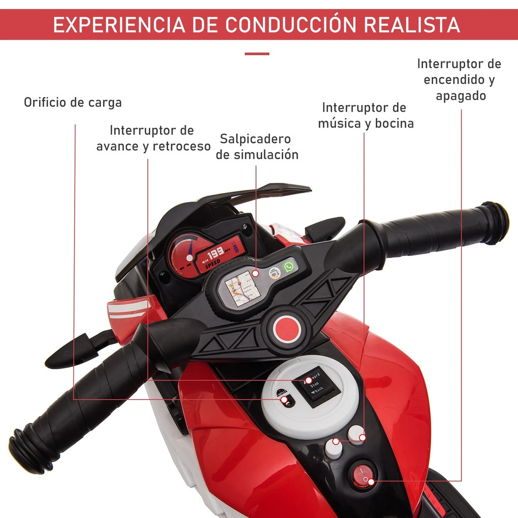 HOMCOM Motocicleta Elétrica Infantil com 3 Rodas Triciclo para Criança