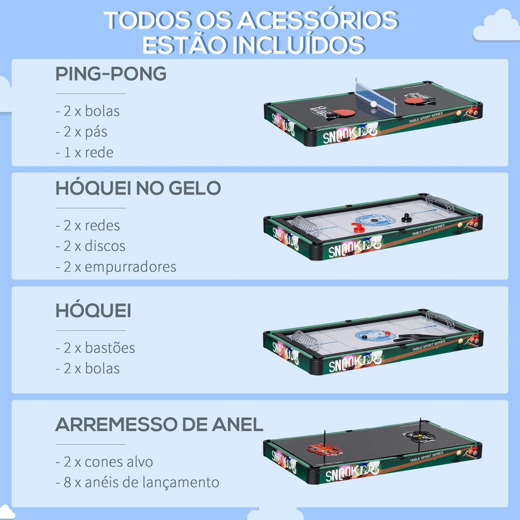 HOMCOM Mesa Multi Jogos para Crianças acima de 7 Anos Mesa de Jogos 6