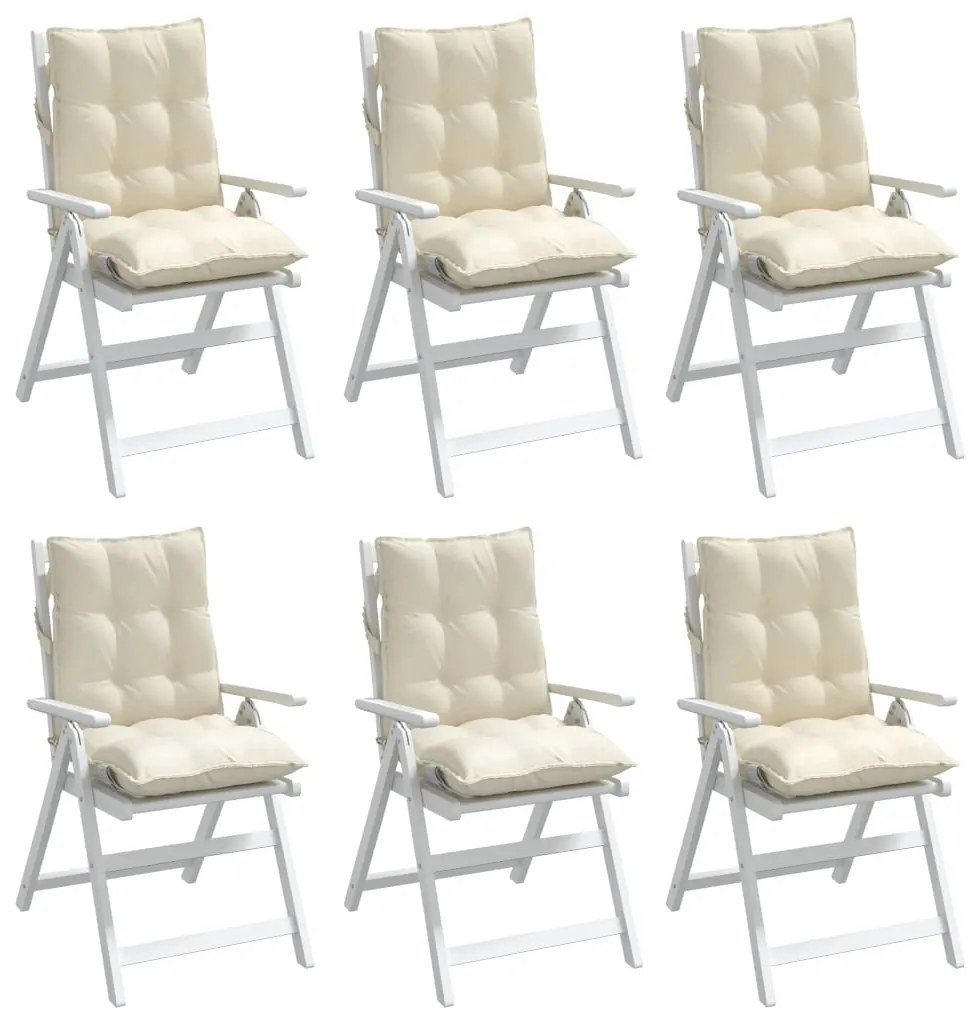 Almofadões cadeira encosto baixo 6 pcs tecido oxford creme