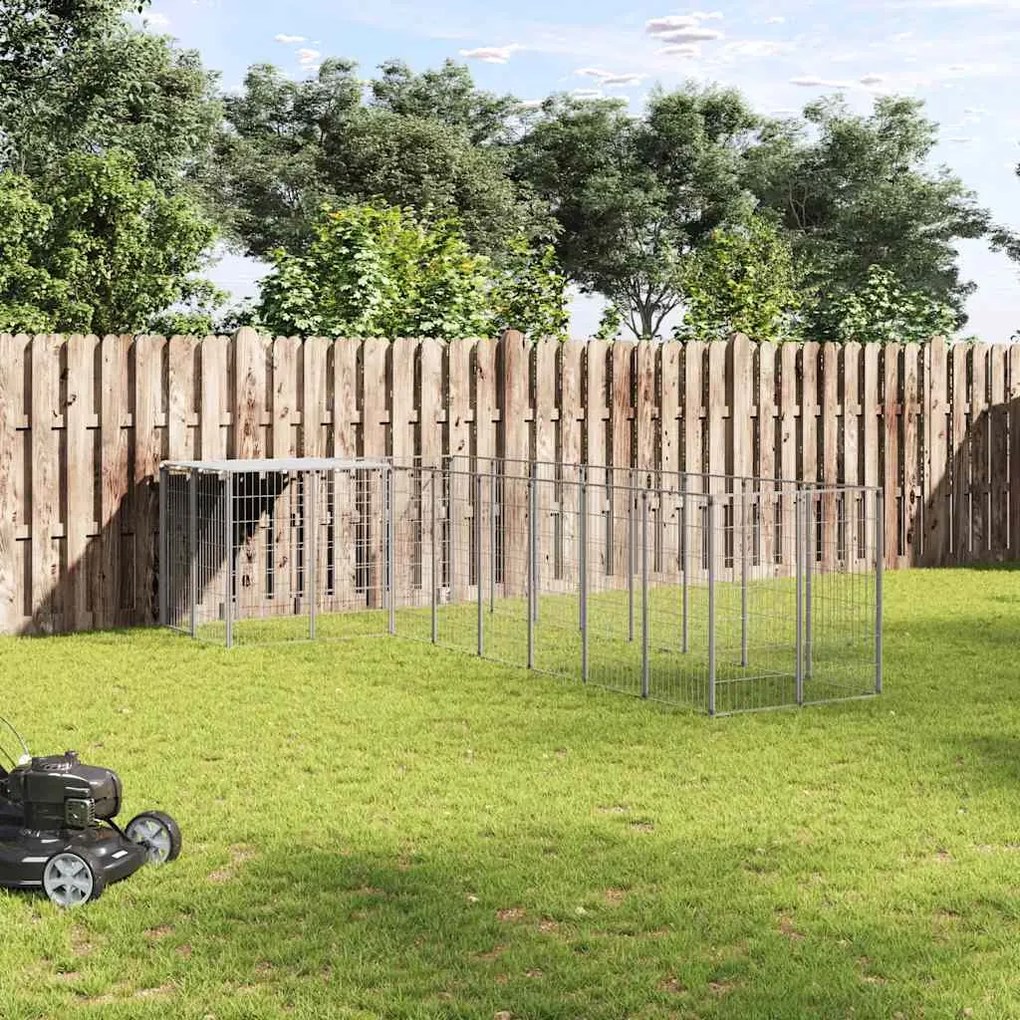 vidaXL Canil 6,05 m² aço prateado