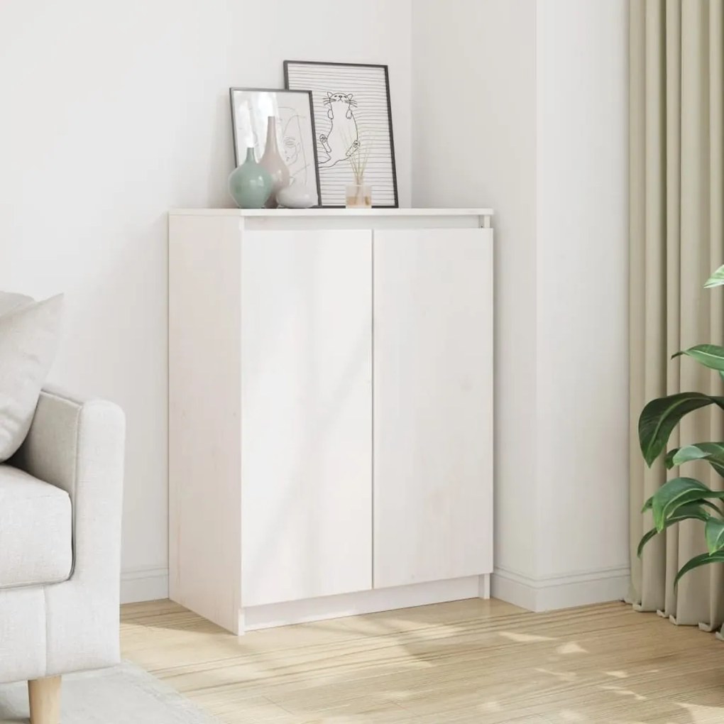 Aparador pinho maciço 60x36x84 cm branco