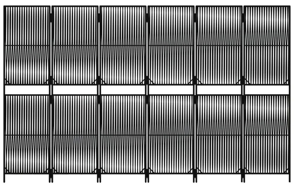 Biombo de divisão 6 painéis vime PE preto