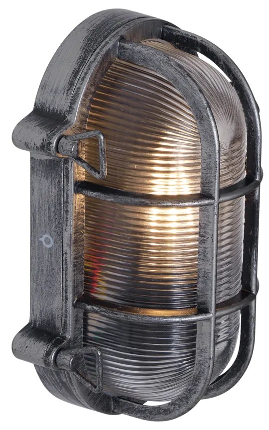 Candeeiro de Parede Exterior Prateado Oval IP44 - Noutica