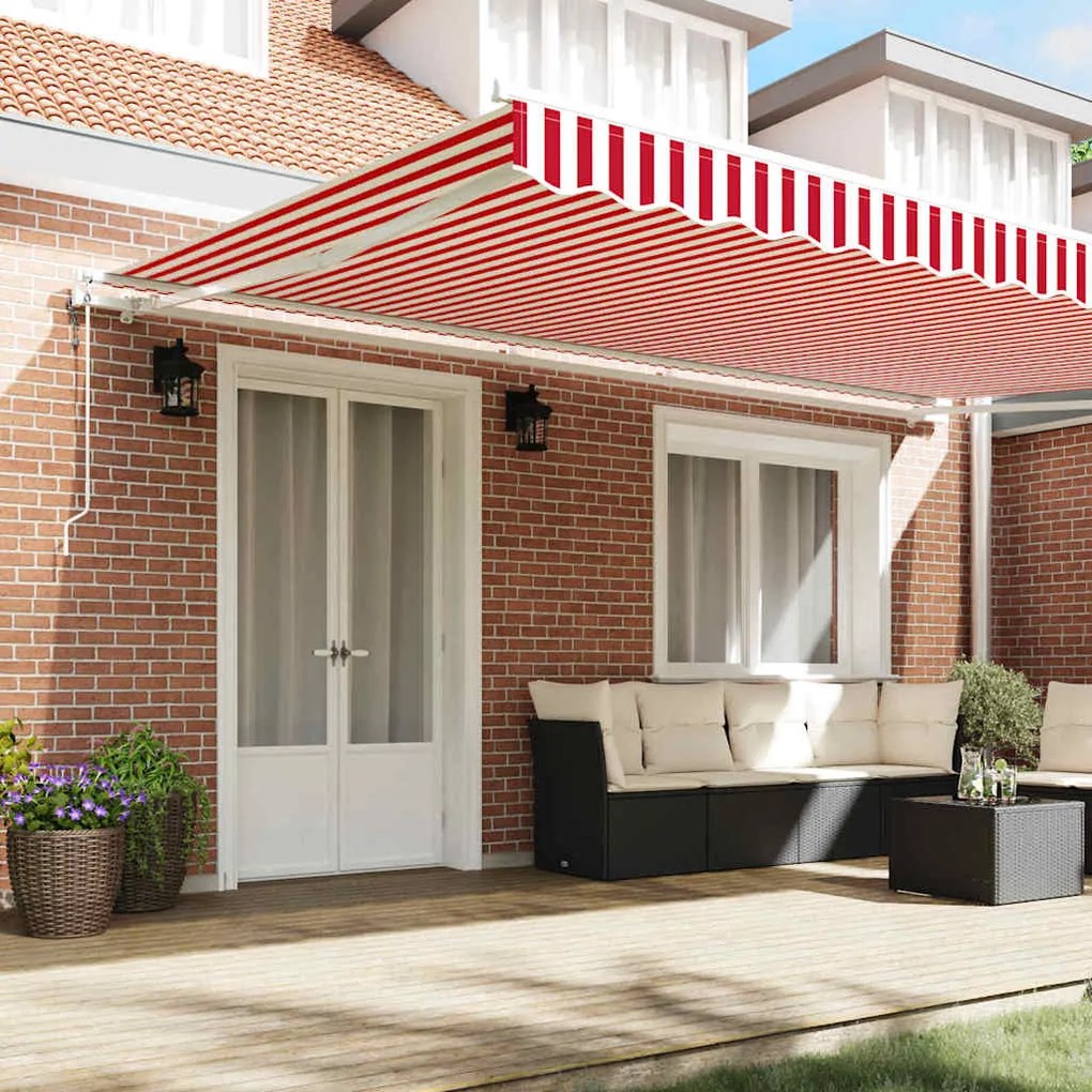Toldo Retrátil Vermelho e branco 500 × 300 cm Vermelho e branco