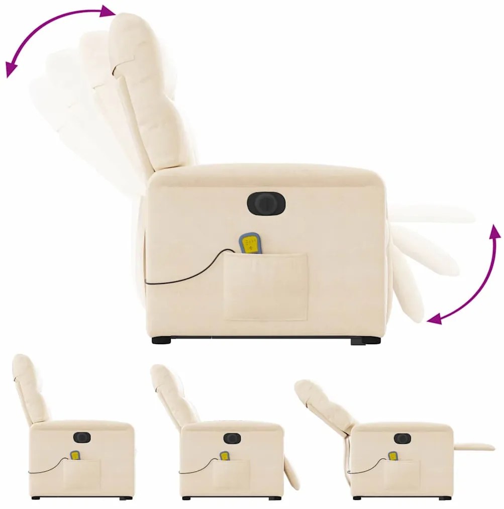 Poltrona massagens elétrica elevatória tecido microfibra bege