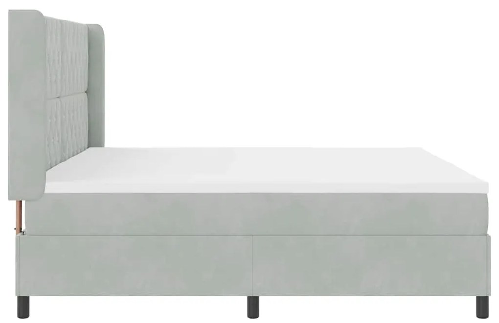 Cama Box Spring vidaXL com Colchão e Luz LED Cinza Claro 200x200 cm Ve