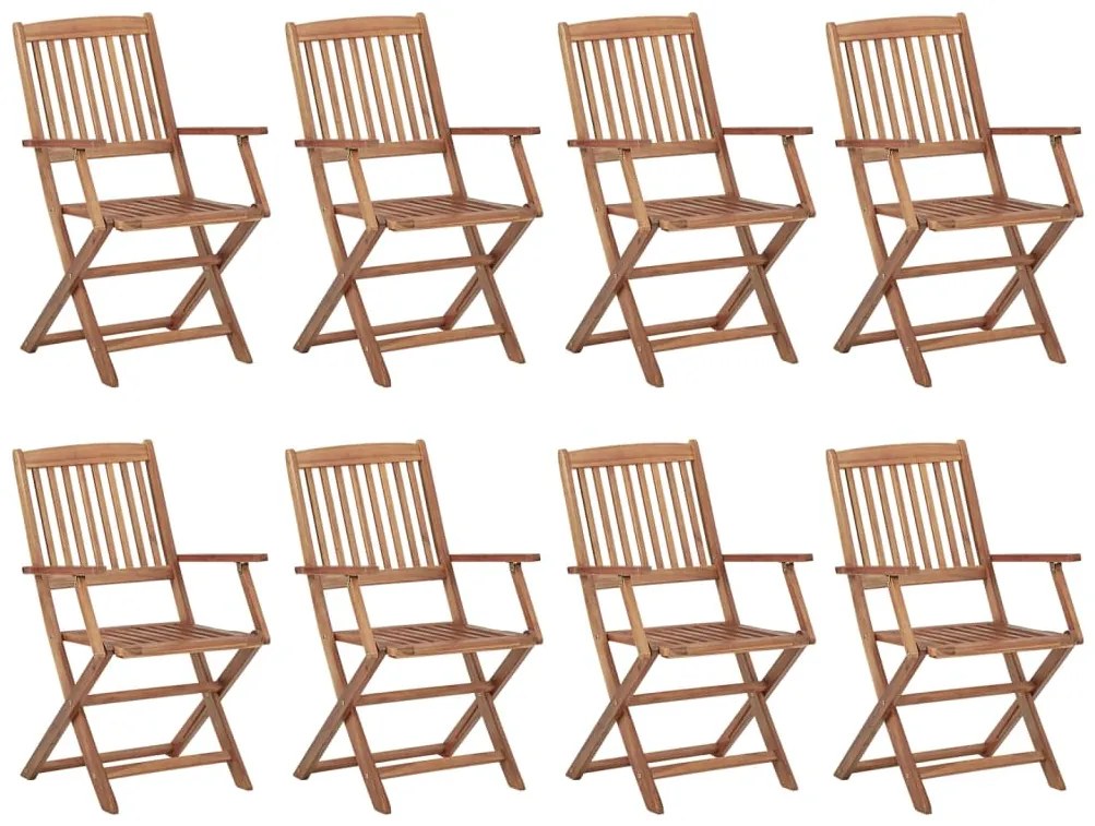 vidaXL Cadeiras de exterior dobráveis 8 pcs madeira de acácia maciça