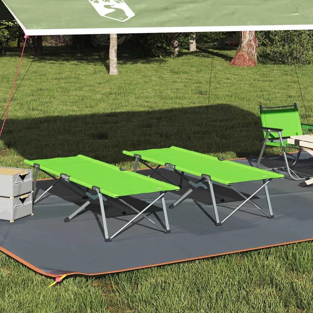 vidaXL Cama de Camping Dobrável 2 pcs Verde 194 x 62,5 x 42,5 cm